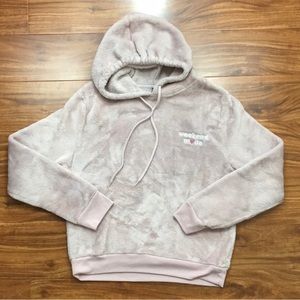 3/$25 Gold Rush Lavender Weekend Mode Fuzzy Sherpa Hooded Sweatshirt Size Large